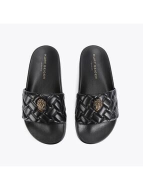 Kurt Geiger Meena Eagle Black Quilted Slide EU 39 / US 8